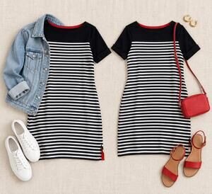 Lauren by Ralph Lauren Striped Nautical Shift Dress Black White Size 1X